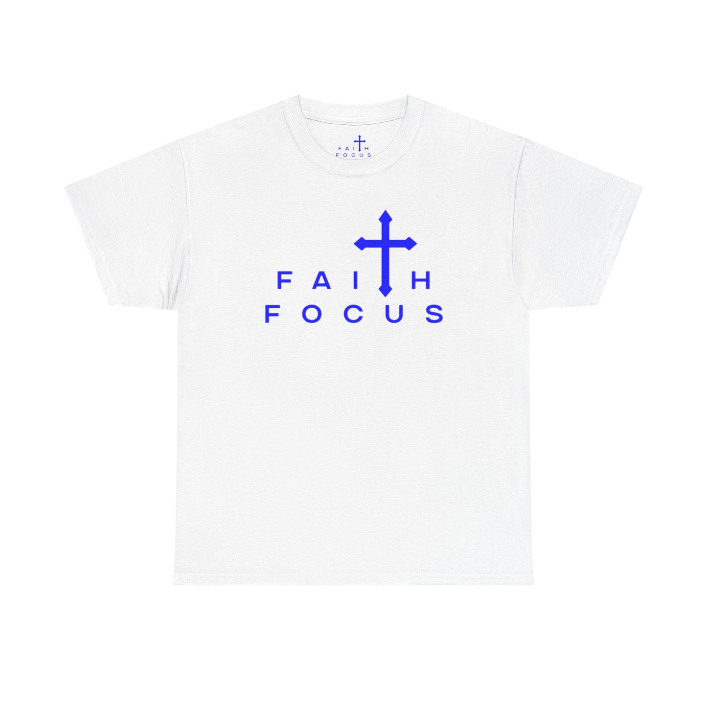WHITE and BLUE  Faith Focus Unisex Tee