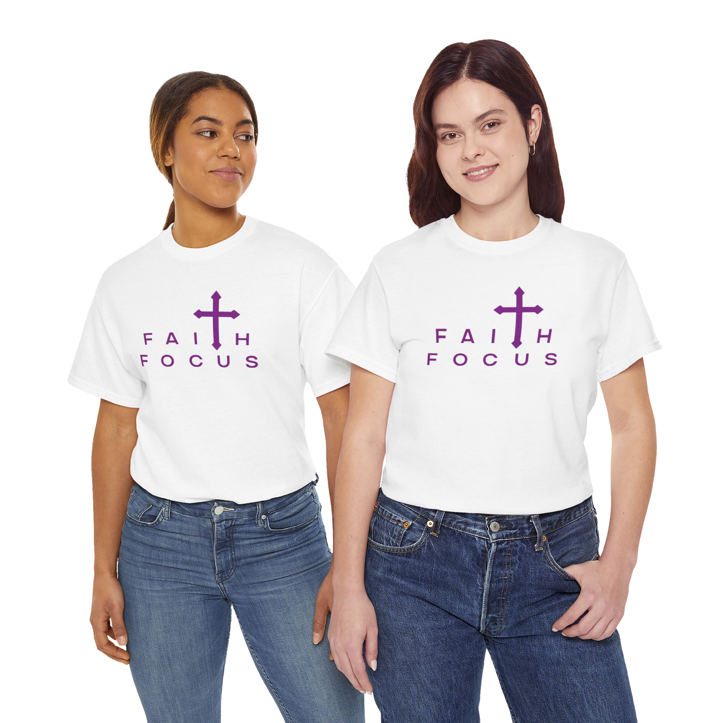 WHITE and PURPLE Faith Focus Unisex Tee