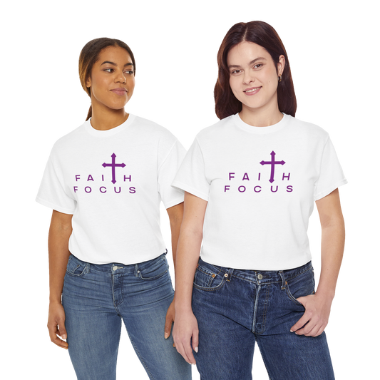 WHITE and PURPLE Faith Focus Unisex Tee