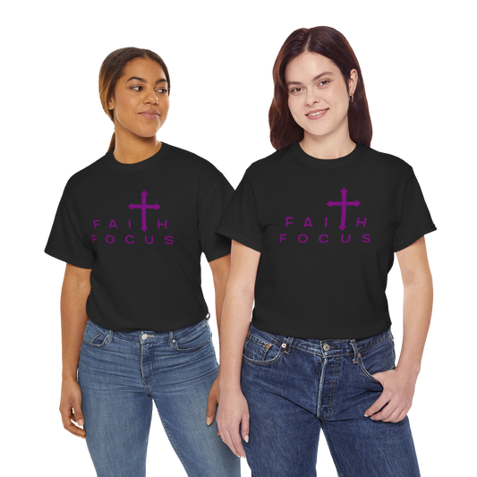 BLACK and PURPLE Faith Focus Unisex Tee