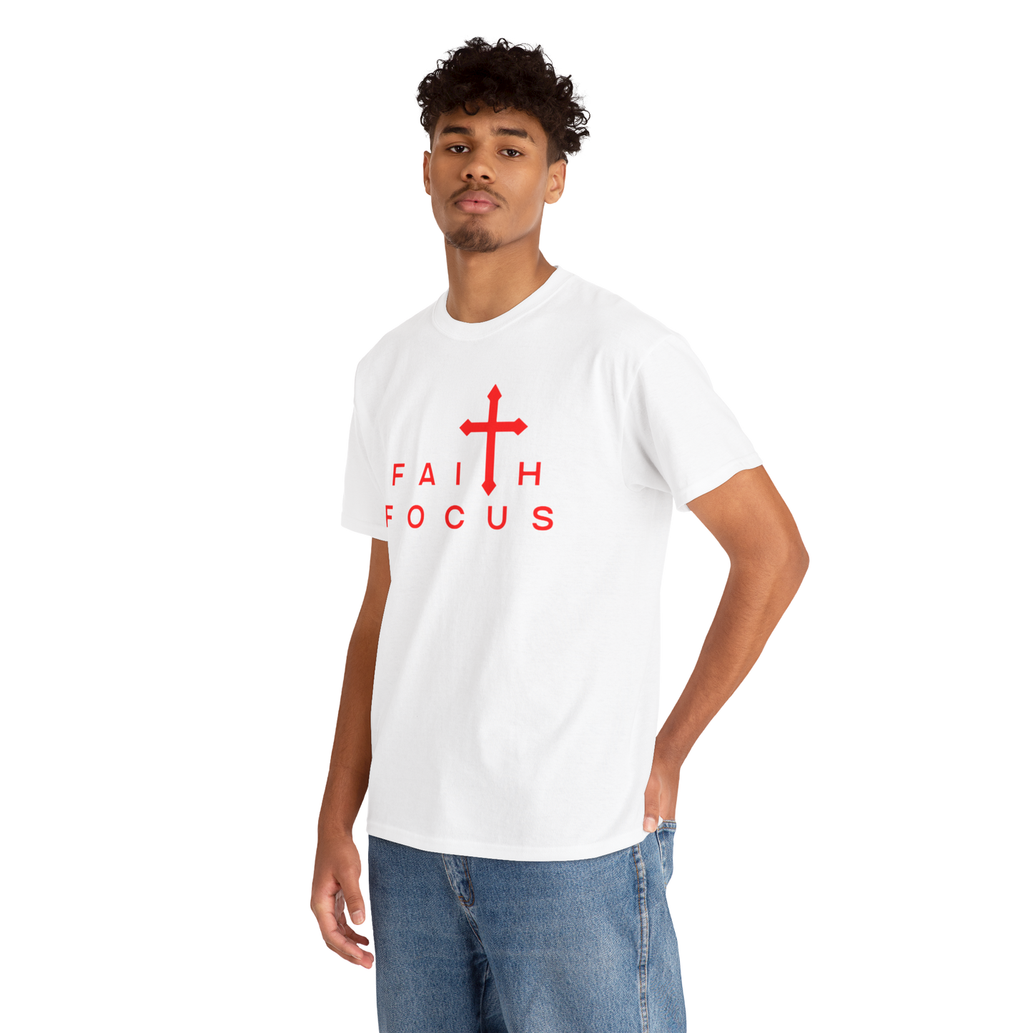 WHITE and RED Faith Focus Unisex Tee