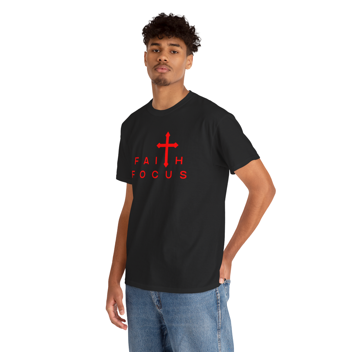 BLACK and RED Faith Focus Unisex Tee