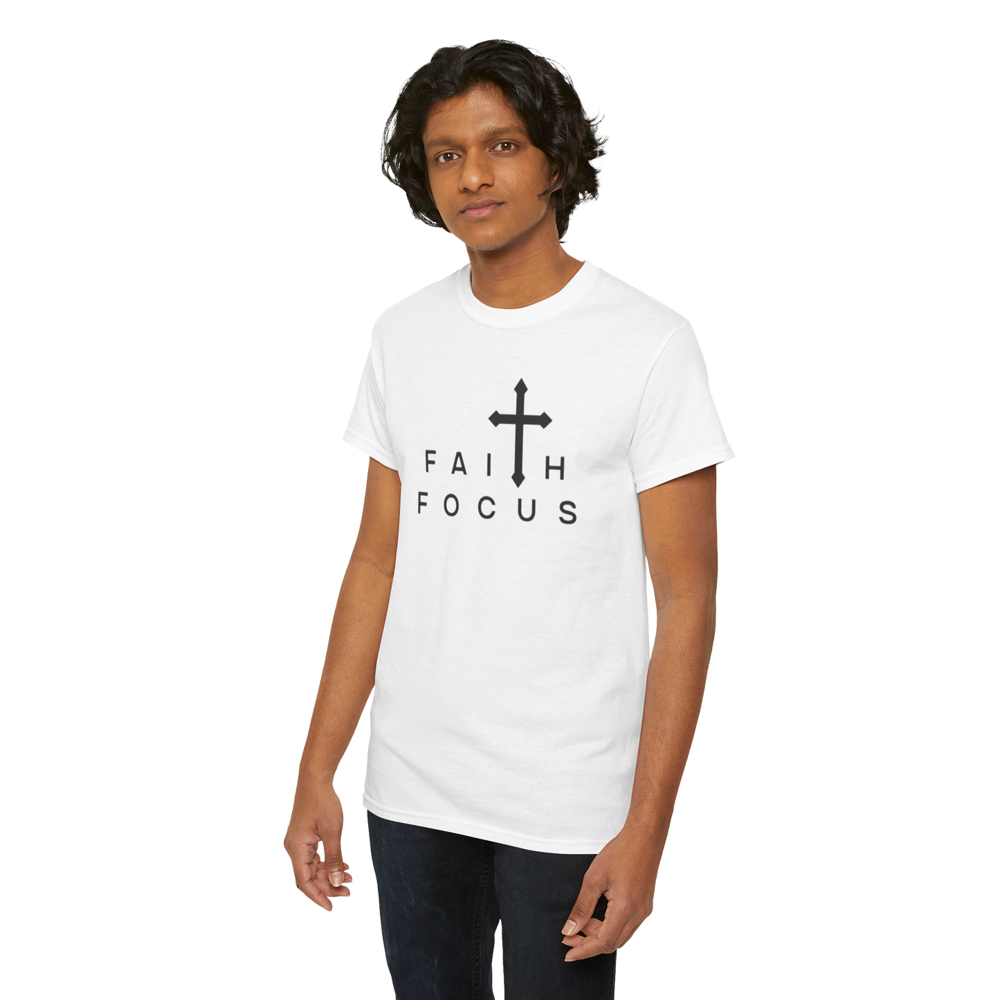 WHITE and BLACK Faith Focus Unisex Tee